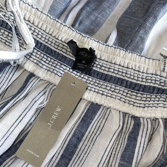 J Crew NWT Chambray Cover-up Dress S Small Midi Tiered Linen Blue White New Boho - Picture 10 of 11